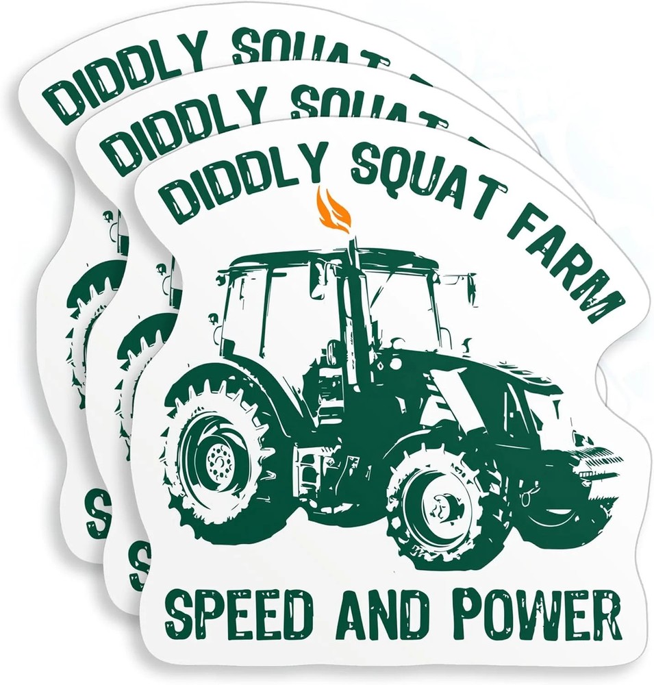 (3Pcs) Diddly Squat Farm Speed and Power Stickers Bumper Sticker Tractor Farming