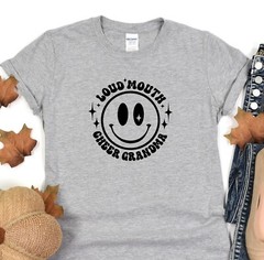 Grandma Shirt, Loud Mouth Cheer Grandma, Gift for Grandmother, Oversized T-Shirt