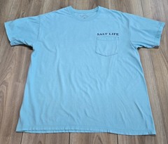 Salt Life Logo Pocket Tee Mens Sz Large, Turquoise, Short Sleeve