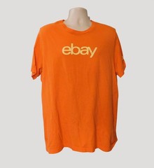 Ebay Logo T-Shirt Mens 2XL Orange Short Sleeve 100% Cotton Casual Tee