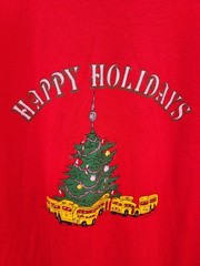 Vintage 90s Happy Holidays Shirt Size XL Hanes Heavyweight 50/50
