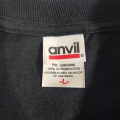 Anvil Men’s Large Heavyweight Black Long Sleeve T-Shirt Ribbed Cuffs / Crew Neck