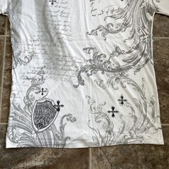 VTG ODM Men’s Faith V-Neck XL T-Shirt Cross Graphic Tee Affliction Style Y2K