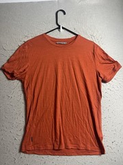 Icebreaker Merino Shirt Medium M Orange Crew Wool Nylon Outdoor Hiking Mens