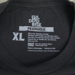 Evil Dead Rise T Shirt XL Fright-Rags 2023 PEEPHOLE Horror Movie Film Promo Tee