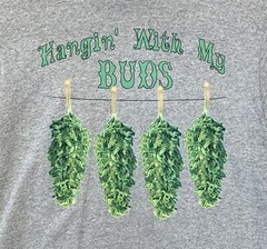 Hangin’ With My Buds Weed Harvest Marijuana Plants Funny T-shirt Size Small Gray