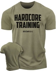 080. Silver On Black Hardcore Training Funny Workout Gym T-Shirt for Men