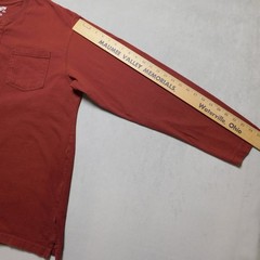Duluth Trading Co Mens XL Relaxed Fit Longtail T Henley Long Sleeve Shirt Orange