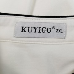 Kuyigo Henley Shirt Men’s 2XL XXL White Long Sleeves Band Collar Stretch Casual
