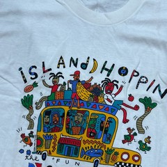 Vintage Carnival Cruise Shirt Mens L White Island Hopping Destiny Ship Graphic