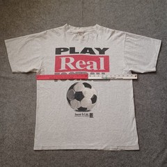 Vtg Big Ball Sports T Shirt Mens XL Gray Play Real Football Soccer Is Life 90s