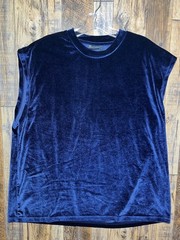 ASOS DESIGN Men’s Navy Blue Sleeveless Velour Top, Size Large