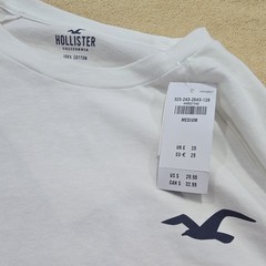 Hollister California Men’s M Long Sleeve Crew Neck Graphic Logo T-Shirt White