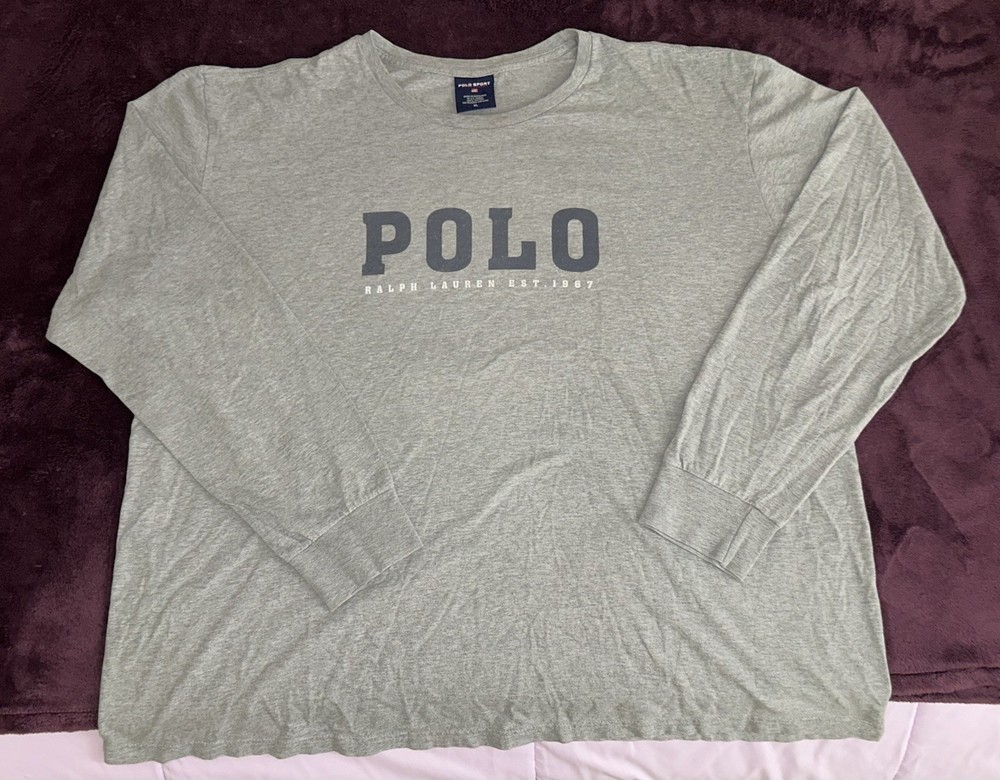 VTG 90s Polo Ralph Lauren Sport Long Sleeve Logo Graphic Shirt-XL-Y2K-Excellent
