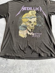 Vintage 1988 Metallica Damaged Justice Tour Faded Thrashed Band Tee Shirt