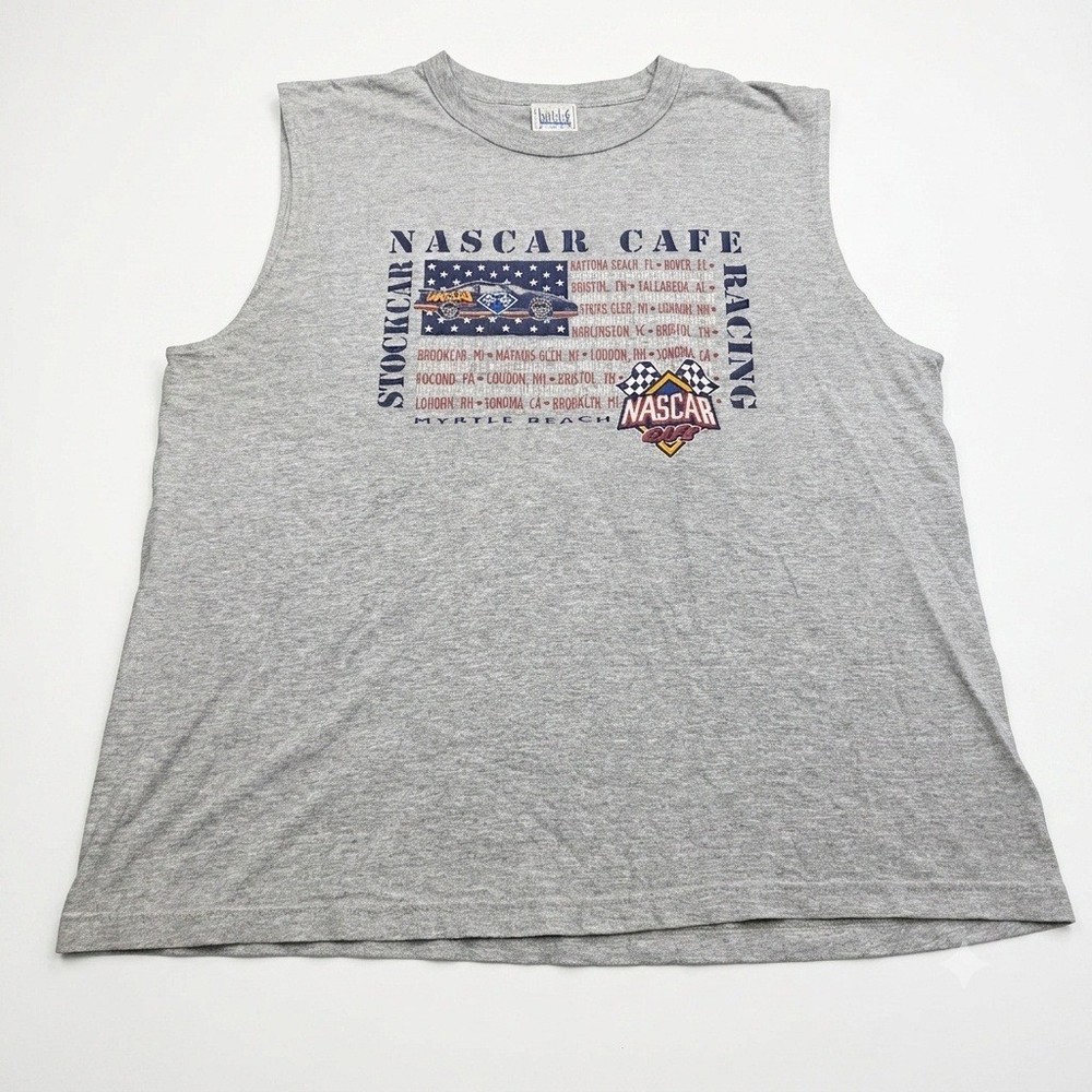 Vintage 90s NASCAR Cafe Myrtle Beach Sleeveless T-Shirt Mens XL Gear For Sports