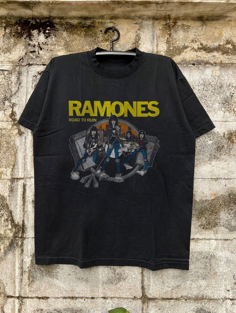 Ramones Road To Ruin T-shirt, Unisex Black Cotton T-shirt, Size S-5XL