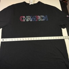 Adult XL Champion Brand Black Multi-Color Logo Embroidered Logo T-Shirt