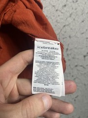 Icebreaker Merino Shirt Medium M Orange Crew Wool Nylon Outdoor Hiking Mens