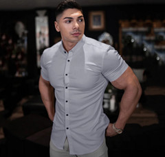 Camisa Elegante De Manga Corta Para Hombres Moda Botones Verano Negocios Casual
