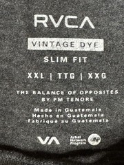RVCA Logo T-Shirt Gray Vintage Dye Men’s XXL Slim Fit