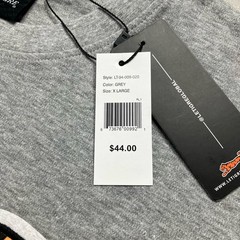 Le Tigre Men’s Flocked Big Tiger Graphic T-Shirt Cotton Long Sleeve Gray Size XL