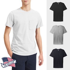 Mens Cotton T Shirts Pocket Tee Workwear Lightweight Crewneck Short Sleeve