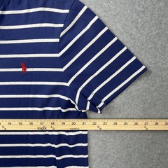 Polo Ralph Lauren Shirt Mens Large Blue White Stripe Custom Slim Fit Crewneck