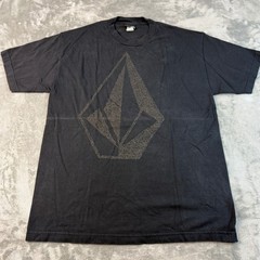 Volcom Stone Mens Large Black Graphic T-Shirt Diamond Logo Text Print Cotton Tee