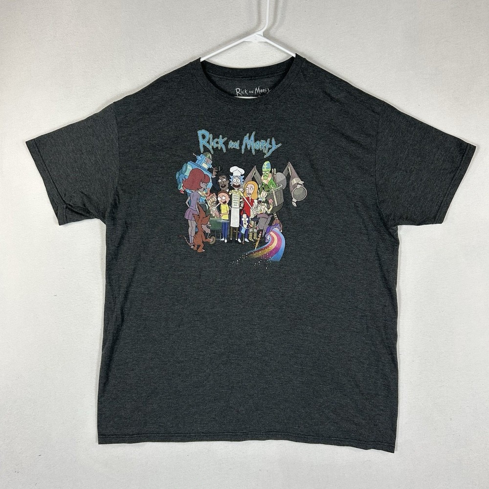 Rick and Morty Short Sleeve T-Shirt Mens 2XL Gray Adult Swim Graphic Print Tee