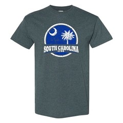 South Carolina Distressed Circle – Hometown Pride T Shirt – Dark Heather