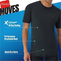 Hanes Premium Mens 2pk Mesh Crew Neck T-Shirt X-Temp Black MEDIUM *SEE DEAL!!!*