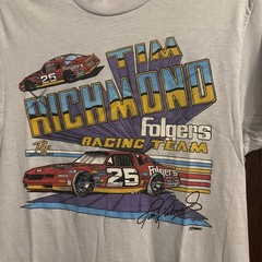 VTG 80s Tim Richmond #25 Folgers Racing NASCAR Shirt Medium Cal Cru