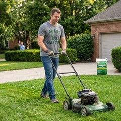 Mens Grass Master T Shirt Funny Push Lawnmower Yard Work Joke Tee for Guys