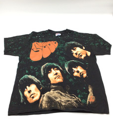 Vtg 90s The Beatles RUBBER SOUL Large All Over Print Double Sided T-Shirt