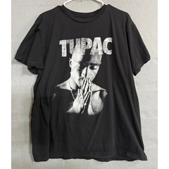 2Pac Tupac Shakur Graphic T-Shirt Mens Size L Black Rap Tee Praying Portrait