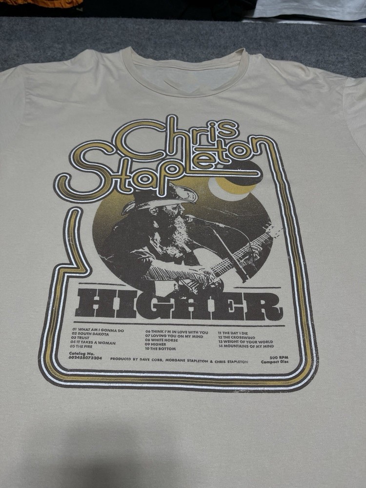 sand color Chris Stapleton – Higher cotton Unisex Shirt All Size UU79