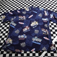 Vintage Harley Davison biker Hawaiian style all over print button up Shirt 2XL