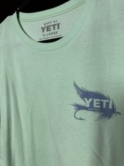 YETI Mens Mint Green Graphic T-Shirt XL Fishing Lure Fly Fishing
