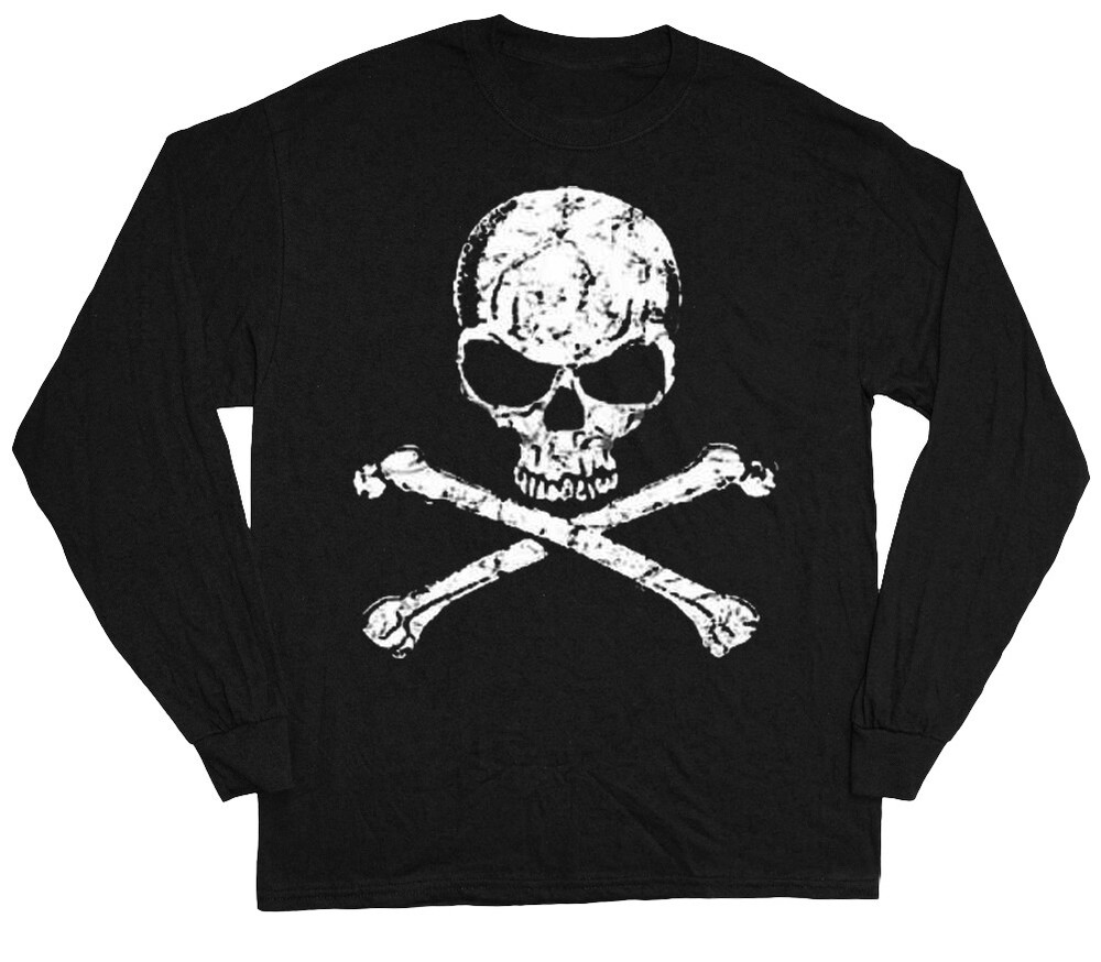 Skull and Crossbones Shirt Mens Graphic Tees Long Sleeve Tshirt Gifts for Men