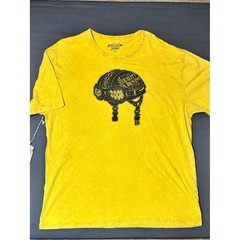 Rivet de Cru Mens Yellow Acid Wash Motorcycle Helmet Graphic T-Shirt 4XL New