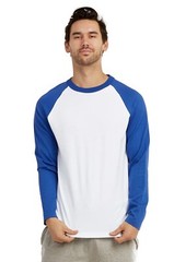 Top Pro Men’s Cotton Full Raglan Sleeve Baseball Tee Shirt (XL, RoyalBlue/White)