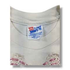 Vintage Hanes Beefy-t Crochet Heart Button Lace White 90’s T-Shirt Unisex XL