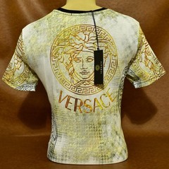 Versace Men’s Split Medusa Graphic T-Shirt Multicolor Greek Key Tee Size 2XL