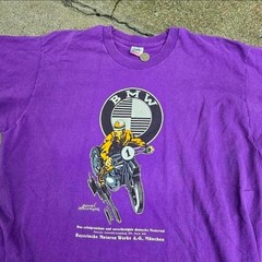Vtg 90s BMW Motorcycle T Shirt Purple XL Racing Biker Dealer Beamer