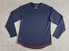 BYLT Drop Cut Dual Layer Lux Shirt Men’s Large Long Sleeve Navy Blue Stretch