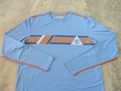 Gerry Shirt Mens Large Blue Orange Striped Performance Long Sleeve Sun Tee Golf