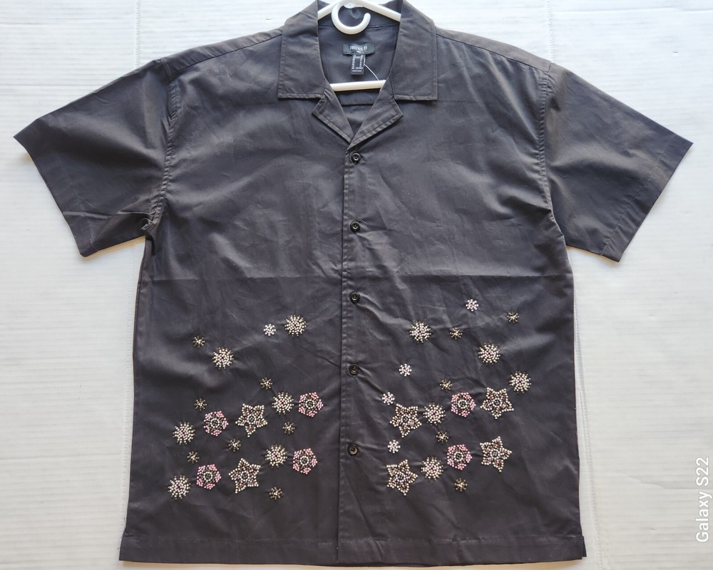 Forever 21 Men’s Apparel Black Woven Top Polo Shirt – Size: Medium