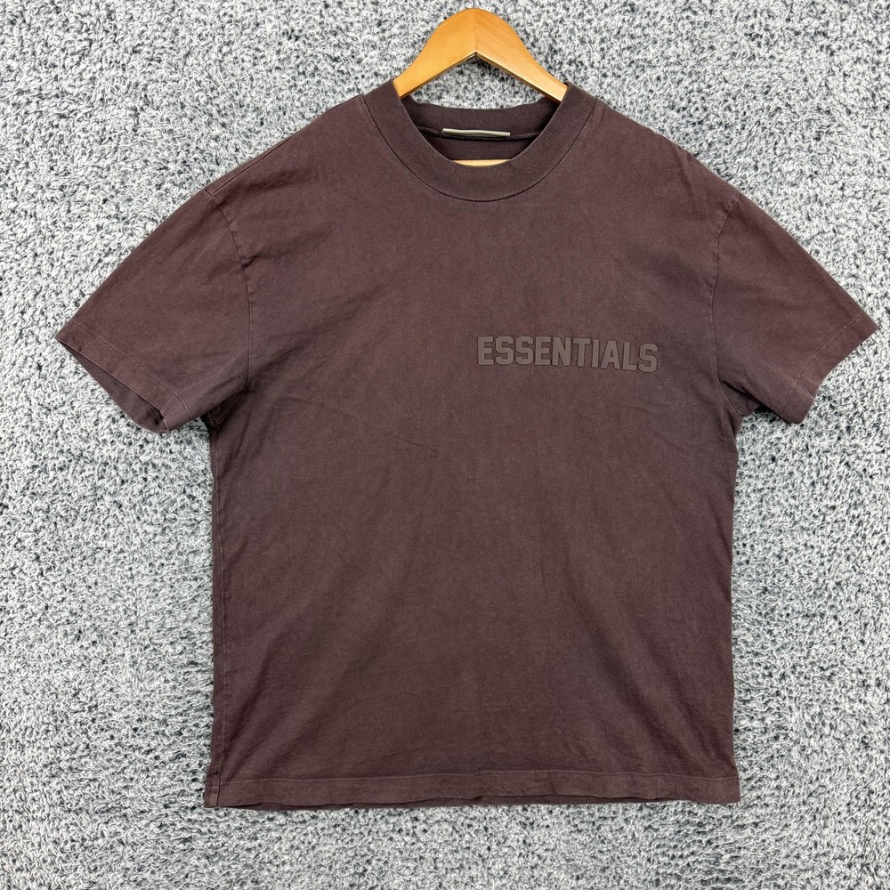 Fear Of God Essentials Shirt Mens Large Brown Logo Graphic Tee Streetwear