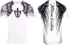 Xtreme Couture Affliction Men’s T-Shirt AEROSMITH WHITE Wings Biker Tattoo MMA